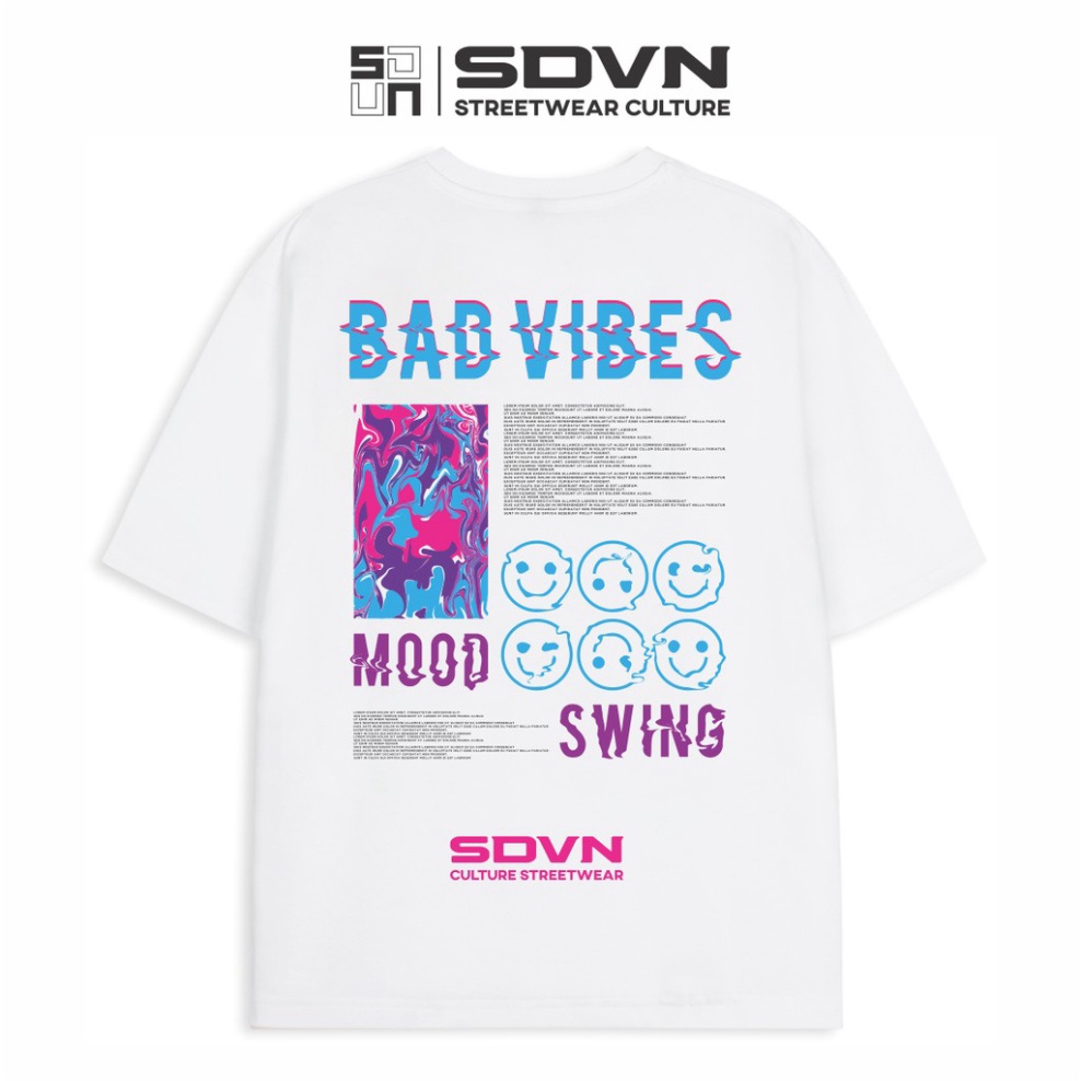 Áo phông Bad Vibers in trước sau form rộng đẹp- Áo thun tay lỡ Unisex nam nữ kiểu hàn quốc vải cotton HARI in hoạ tiết