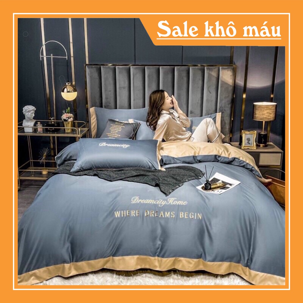 Bộ chăn ga gối  4 món phi lụa Dreamcity nhập khẩu bo chun miễn phí mọi kích thước của đệm | BigBuy360 - bigbuy360.vn