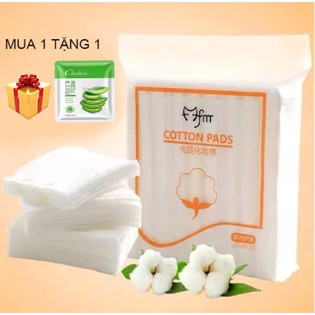 Bông Tẩy Trang 222 Miếng 3 Lớp 2 Mặt Chất Liệu Cotton Bông Tự Nhiên Túi -Tặng Mặt Nạ