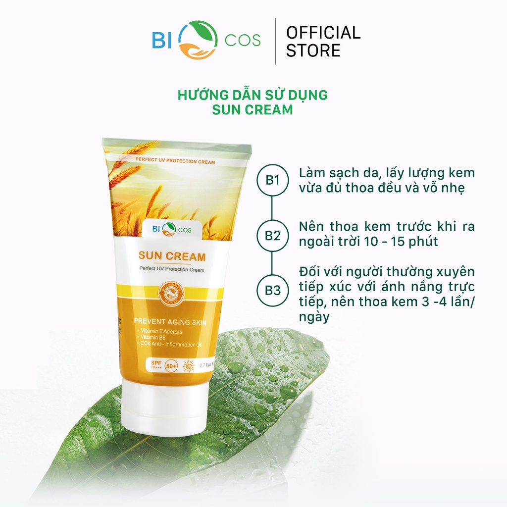 [Mã SKAMA8 giảm 8% đơn 300K] Kem Chống Nắng BIOCOS Sun Cream SPF50+ Bảo Vệ Khỏi Tia UV PA+++ Dưỡng Ẩm 80g