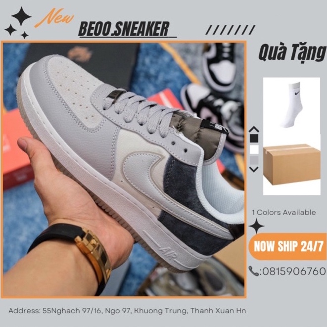 Giày Nike Air Force 1 ’07 LV8 2, af1 xám trắng đế trong, bản đẹp chuẩn cao cấp.