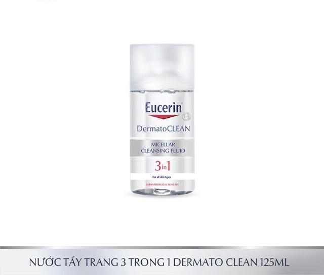 Nước tẩy trang dịu nhẹ cho da nhạy cảm Eucerin Dermato Clean Micellar Cleansing Fluid 3 in 1 125ml