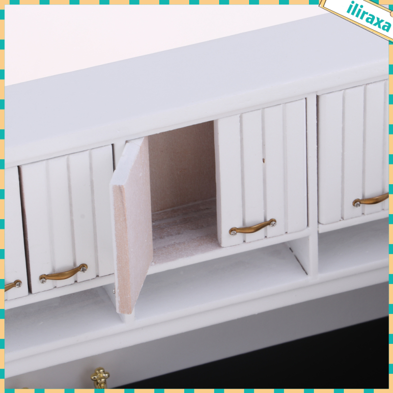 Đồ trang trí Tủ Bếp Bằng Gỗ Tỉ Lệ 1 / 12 Dùng Trang Trí Nhà Búp Bê