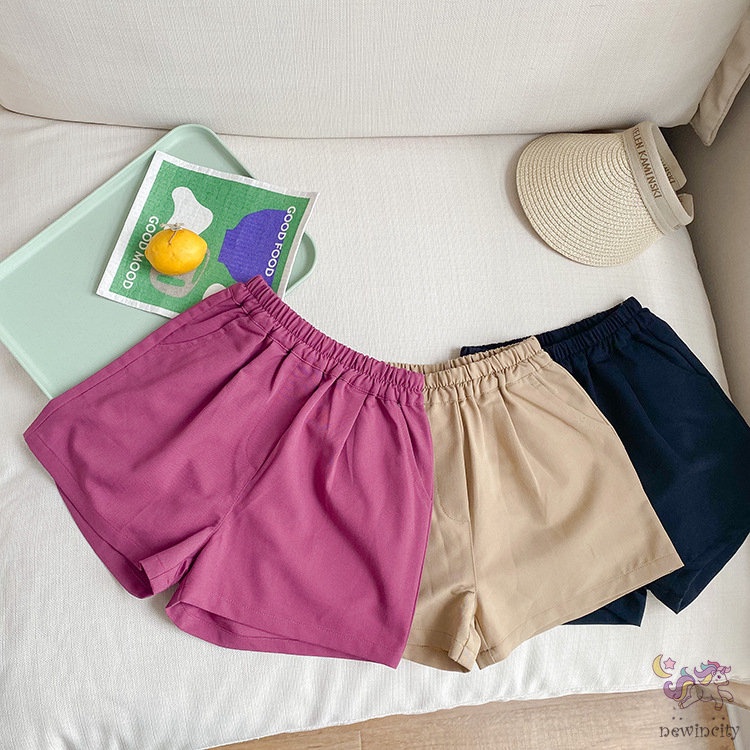 Quần Short Thể Thao Màu Sắc Đơn Giản Phong Cách Hàn Quốc Cho Bé Gái
