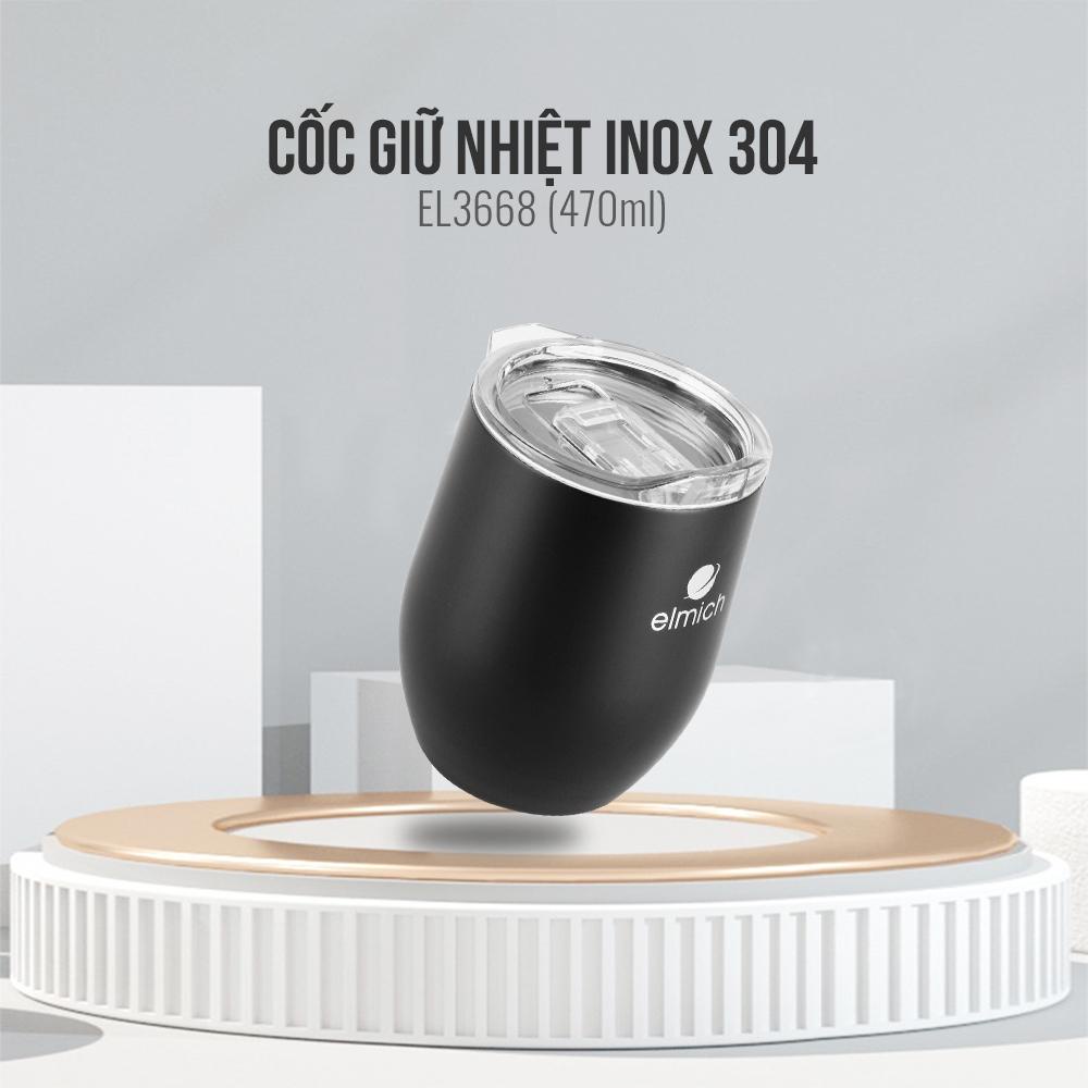 Cốc giữ nhiệt 470ml Elmich EL-3668 thiết kế 3 lớp cách nhiệt, lòng cốc inox 304 an toàn sức khỏe