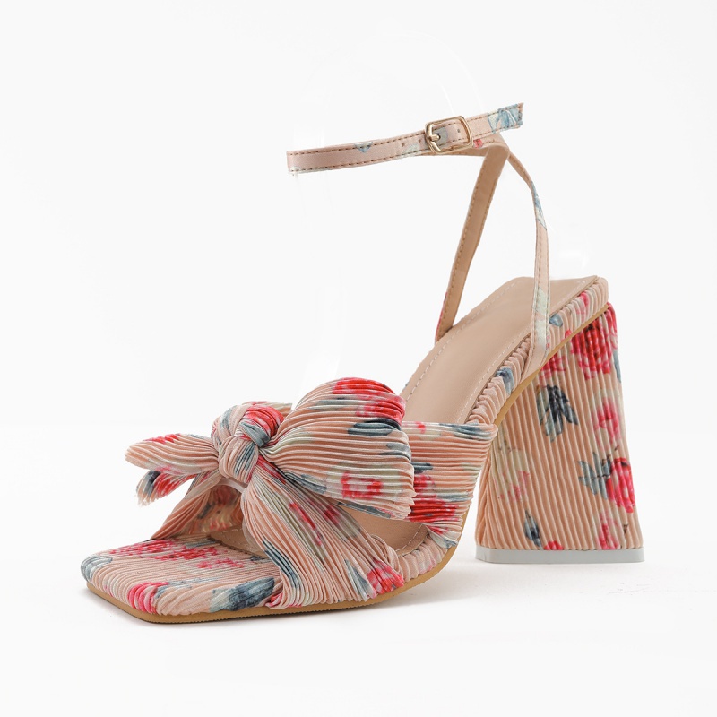 Giày Sandal Cao Gót Quai Chéo Đính Nơ Phong Cách Mới Dành Cho Nữ