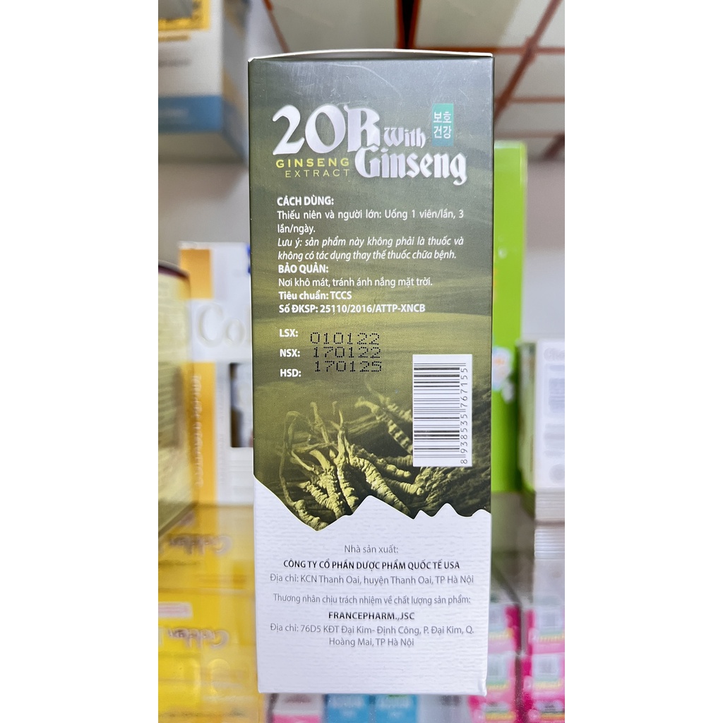 Viên uống bổ sung vitamin khoáng chất 20B Ginseng.ăn ngon tiêu hóa tốt,bồi bổ cơ thể.nâng cao sức khoe.suckhoechomoinha