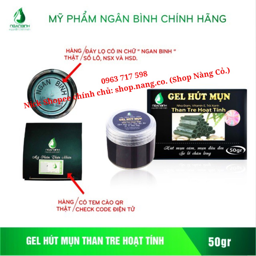 GEL HÚT MỤN Than Tre Hoạt Tính (100% Chính Hãng Ngân Bình) Gel lột mụn Than Tre, Lột mụn cám, mụn đầu đen, da chết Tốt