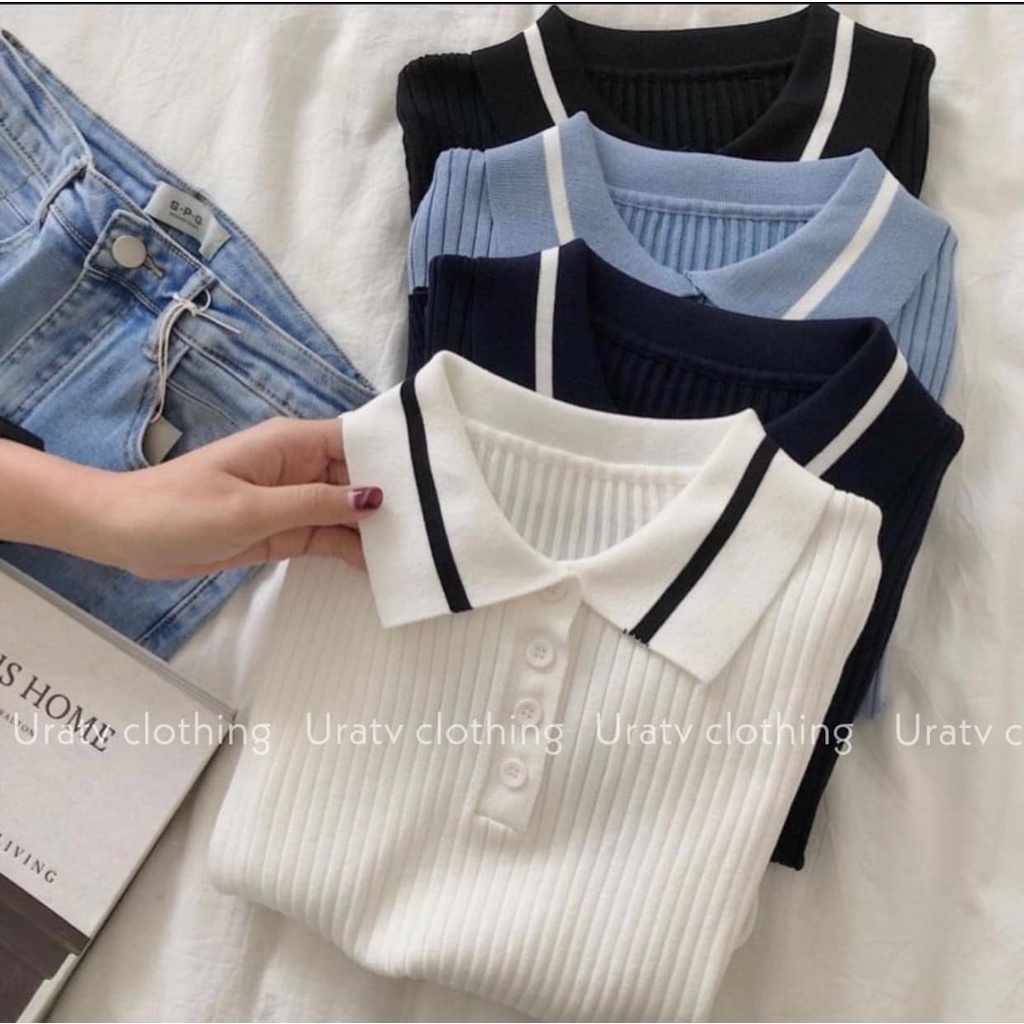 [FREESHIP-ẢNH THẬT] Áo len tay phối sọc cổ polo | BigBuy360 - bigbuy360.vn