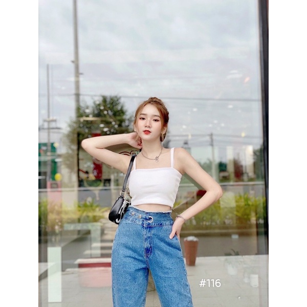 Quần Baggy Jean Nữ Bigsize 40kg Đến 80kg Lưng Cao Tua Khuy Gài Kiểu Hàng VNXK Ms116