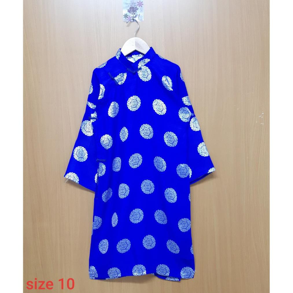 DG99-AD-02- Áo dài bé trai, chất gấm mềm mịn, màu xanh dương, size bé 30-32kg, made in Việt Nam