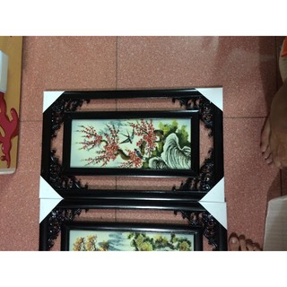 Tranh Sứ Tứ Quý Bát Tràng – Tùng Cúc Trúc Mai  Vẽ Tay Thủ Công 100% 58x35cm