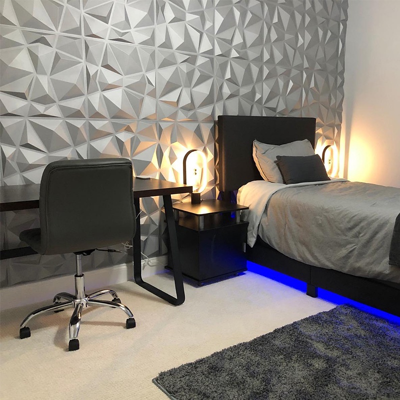 Tấm Ốp Tường 3D Tấm tường 3D trong thiết kế kim cương Gạch xốp Tấm trắng bên ngoài Trang trí gạch Hình nền / Tấm tường / Tấm dán trần Pvc