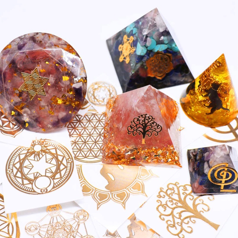 Set 10 Tấm Nhãn Dán Bằng Đồng Epoxy Resin DIY Trang Trí Nghệ Thuật