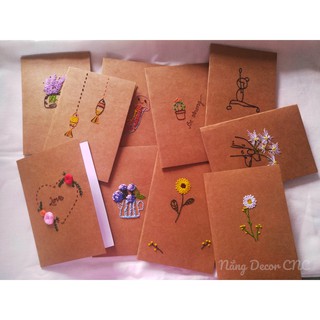Thiệp Kraft Thêu Tay Vintage