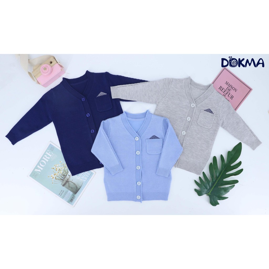 Áo len cài giữa dài tay bé trai Dokma (Sz 3-9m)