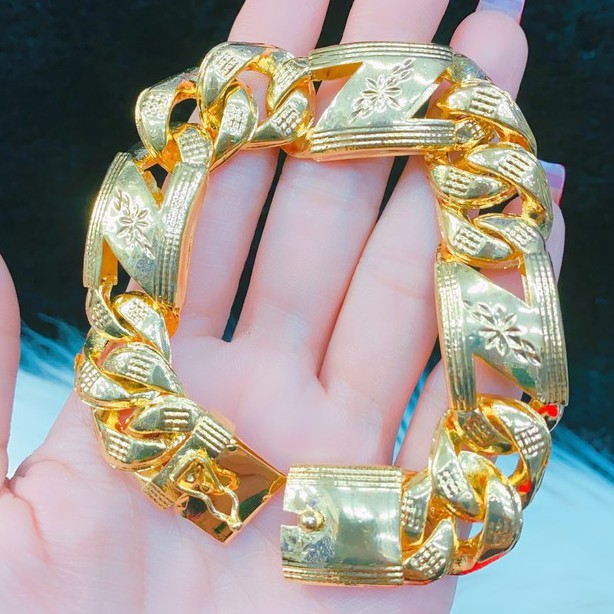 Lắc Tay Nữ Xích Dạng Bọng Kiểu Chữ N Và Kiểu Trơn Khóa Hộp Màu Vàng Chuẩn Đủ Size - Trang Sức Nữ Đẹp