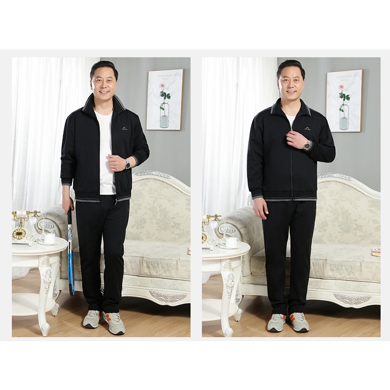 Bộ Quần Áo Nỉ Nam Trung Niên Quảng Châu cao cấp thu đông chất nỉ Hàn đẹp mịn + hàng có sẵn tặng bố biếu ông.