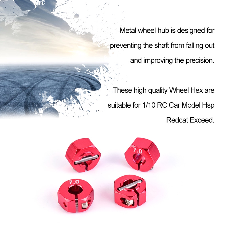 Set 4 Bánh Xe 6mm/ 7mm Dày 12mm Bằng Hợp Kim Nhôm Cho Xe Điều Khiển Từ Xa 1:10 HSP HPI Tamiya