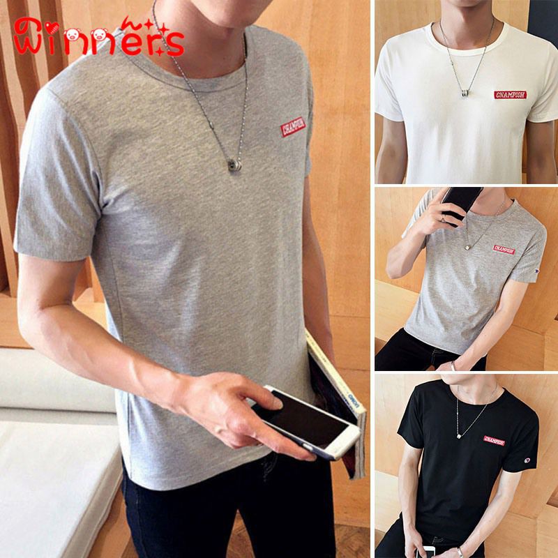 Áo thun ngắn tay thêu chữ cho nam