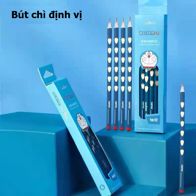 Bút chì định vị HB Tianwen hộp 12 chiếc Xanh/Hồng Doraemon xinh xắn cho bé mới tập viết