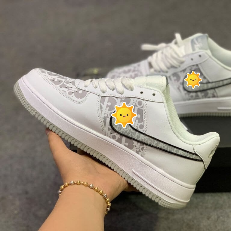 Giày thể thao AF1 dio họa tiết xám + đen, Giày sneaker air force 1 cổ thấp nam nữ cao cấp - Xả kho số lượng có hạn