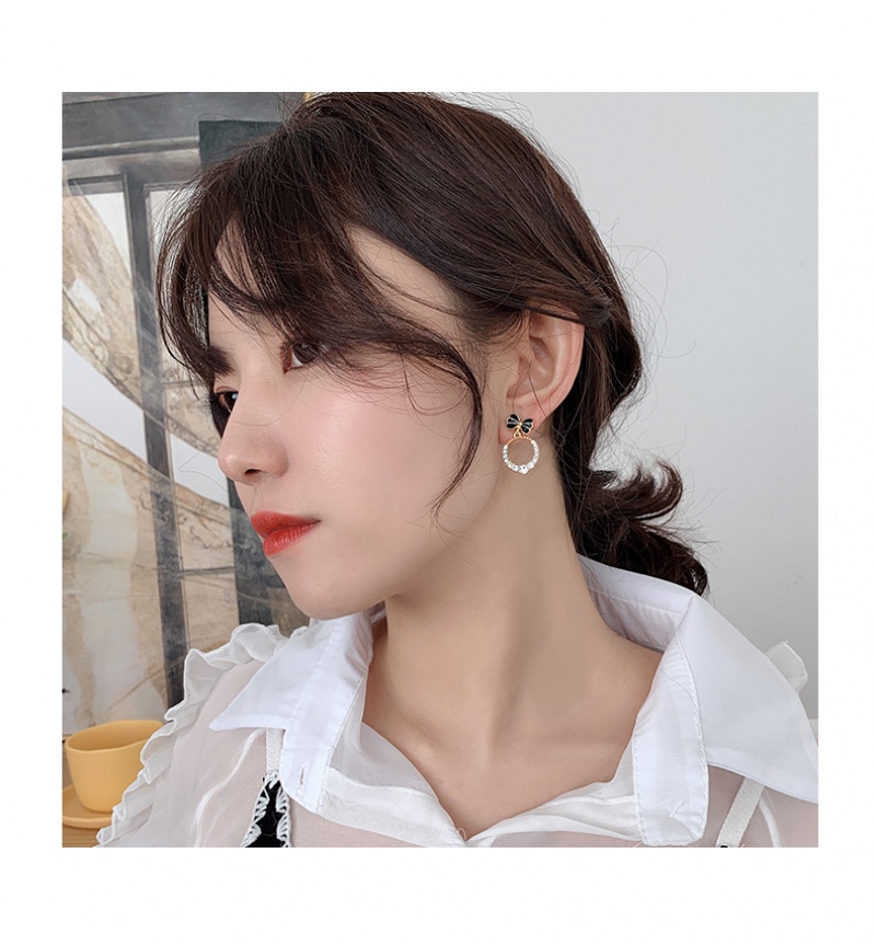 Hoa tai hình nơ đính đá lấp lánh phong cách cổ điển cho nữ