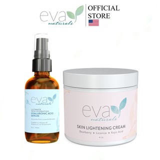 Bộ Serum và Kem Trắng Da, Cấp Ẩm và Chống Lão Hóa Eva Naturals Hyaluronic Acid và Lightening Cream