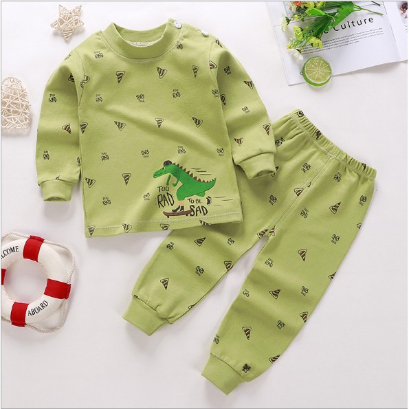 Bộ thu đông dài tay Quảng Châu túi zip vải cotton loại dầy cho bé trai bé gái Gobaba