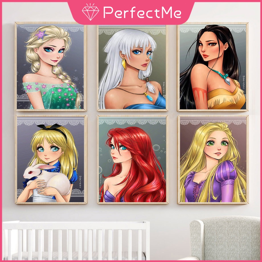 Bộ tranh đính đá DIY hình cô gái 30x40cm để trang trí