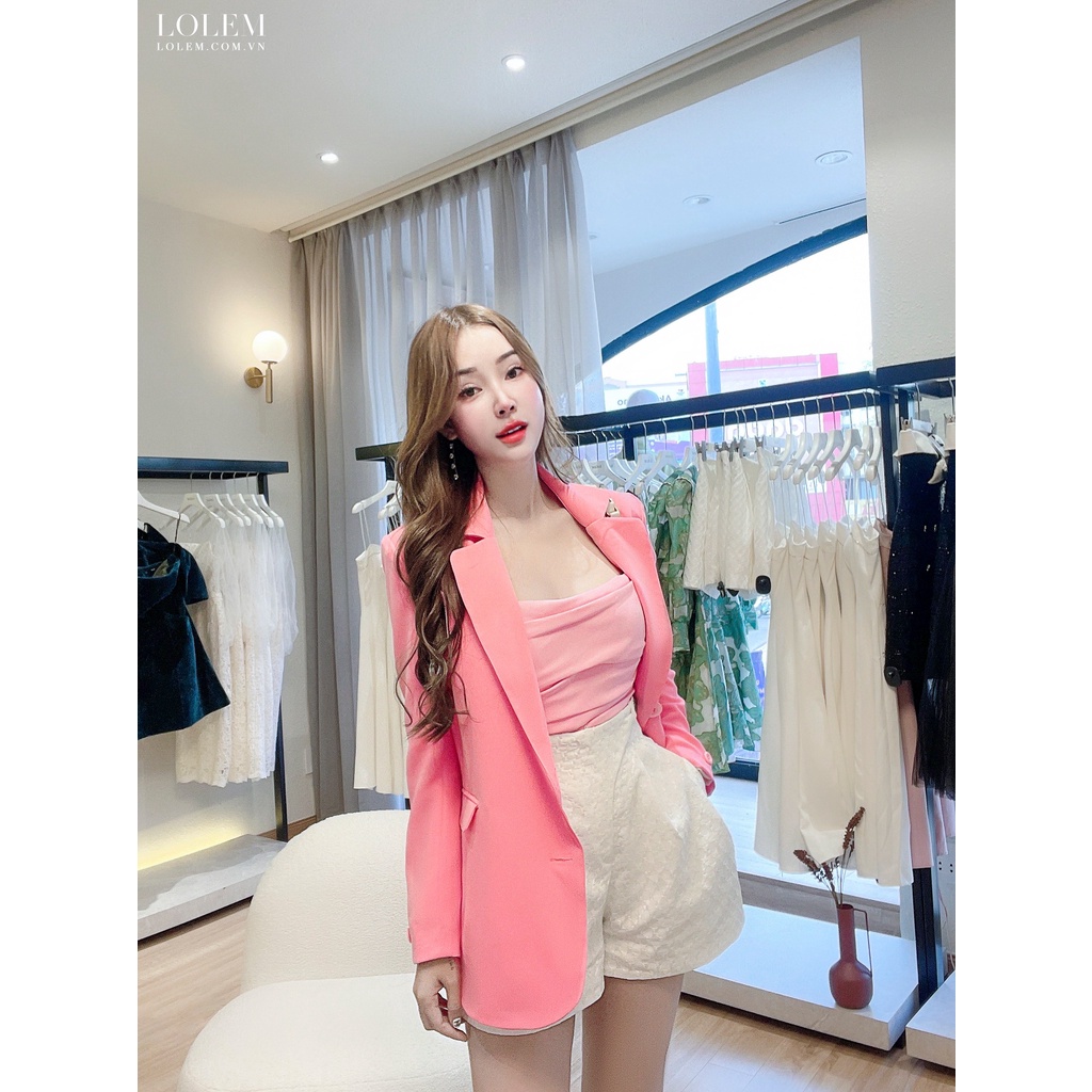 Áo vest blazer nữ LOLEM AKNB014 thiết kế xếp ly tay chất sạn lụa mềm mại