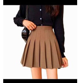Chân váy tennis ZARA xuất xịn mini skirt xếp ly xoè màu nâu chất tuyết mưa