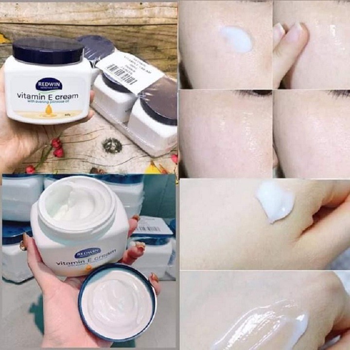 Kem dưỡng da Vitamin E Redwin Cream giúp cung cấp độ ẩm và nuôi dưỡng làn da mềm mại, mịn màng, tươi sá