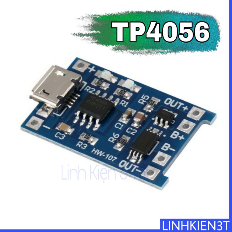 Mạch sạc pin li-on 18650 3.V TP4056 có bảo vệ pin