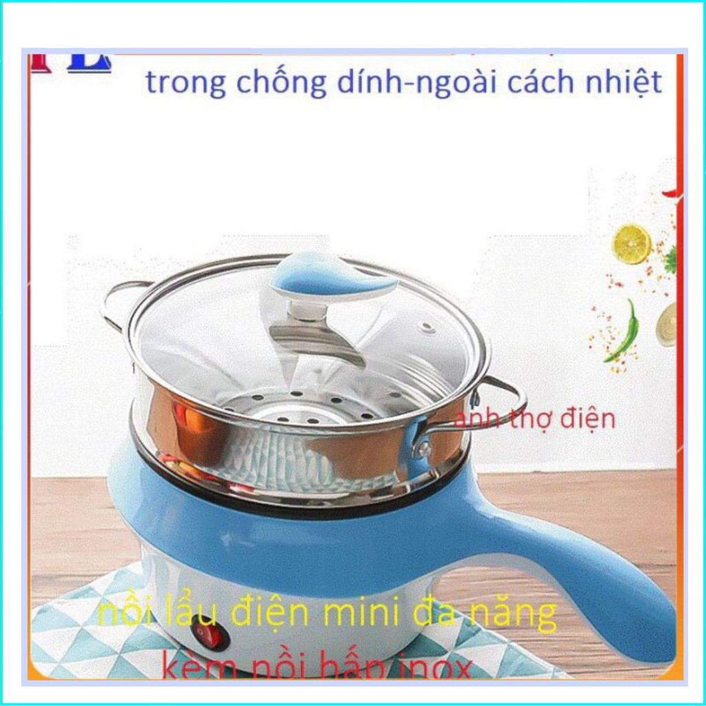 NỒI LẨU- CA NẤU MÌ 2 TẦNG MINI ĐA NĂNG, CHIÊN, HẤP, LẨU, RÁN SIÊU TIỆN LỢI