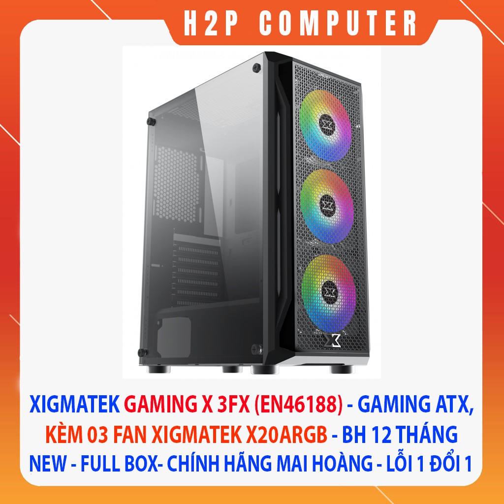 Vỏ Case Xigmatek Gaming X 3FX - KÈM 03 FAN XIGMATEK X20ARGB - Nút chỉnh Led - Đồng bộ Main - New - Chính Hãng Mai Hoàng