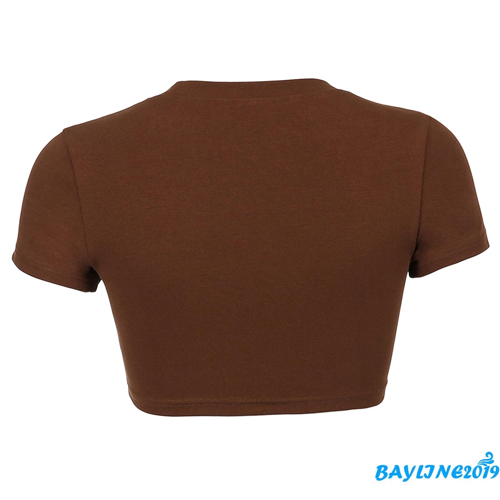 Áo croptop tay ngắn vải thun họa tiết chữ thời trang cho nữ