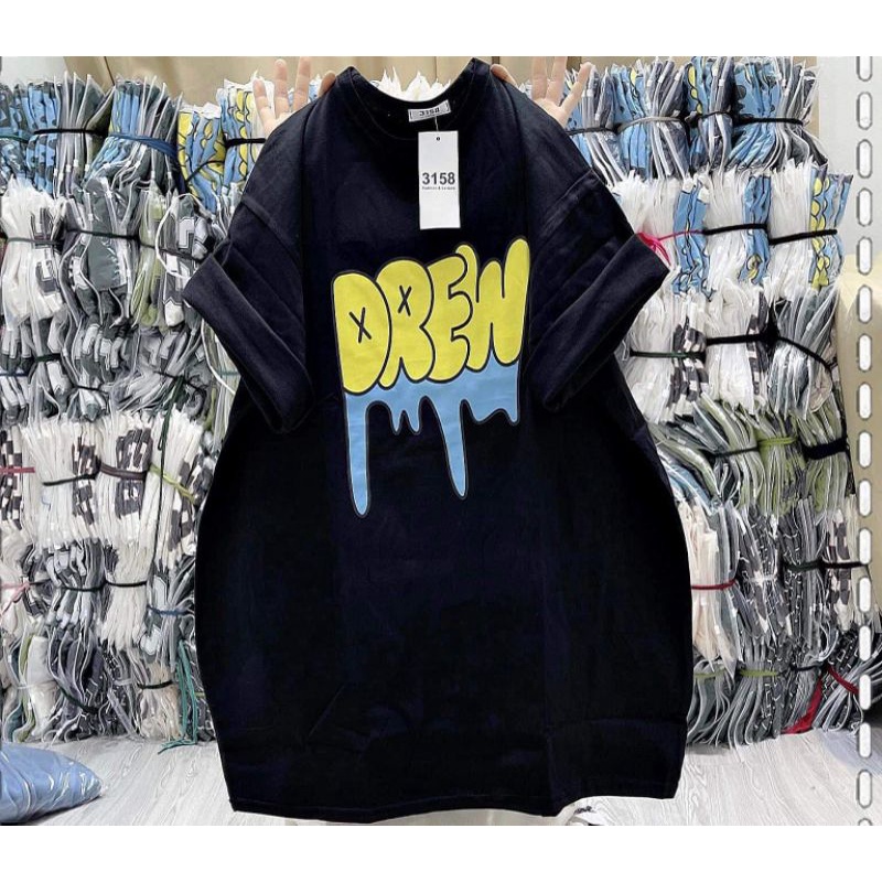 Áo Thun Cotton 3158 Nam Nữ Dáng Giấu Quần Unisex Nam Nữ Drew