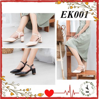 Giày cao gót Erosska thời trang mũi nhọn phối dây hở gót cao 5cm thích hợp đi làm đi chơi đi dự tiệc