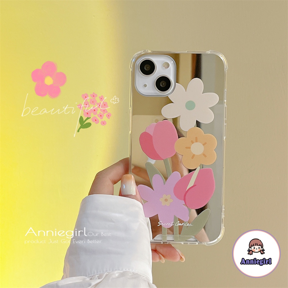 Ốp Điện Thoại TPU Mềm Có Gương Trang Điểm Hình Hoa Thời Trang Cho IPhone 13 12 11 Pro Max X XS XR 8 7 Plus