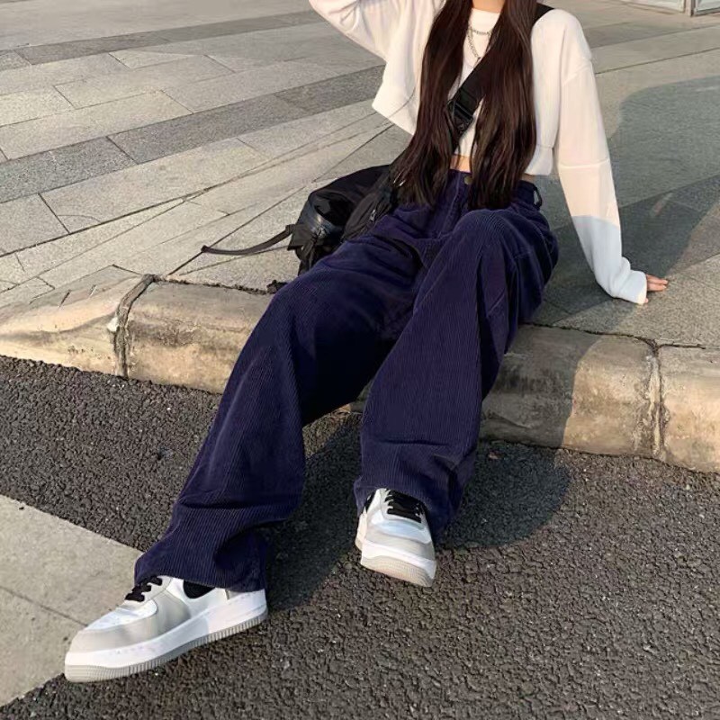 Quần DÀI Ống Rộng GÀI EO NHUNG Ulzzang Unisex 1hitshop