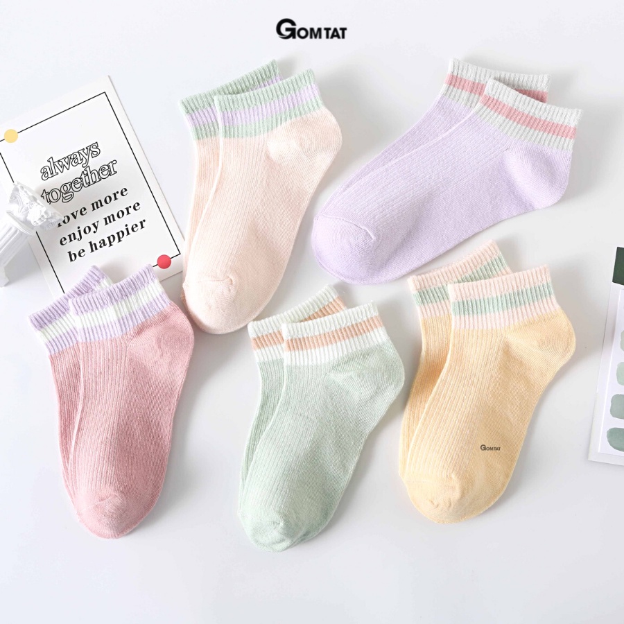 Set 5 đôi tất nữ cổ ngắn GOMTAT họa tiết siêu dễ thương, chất liệu mềm mỏng thoáng mát, êm chân - CB078