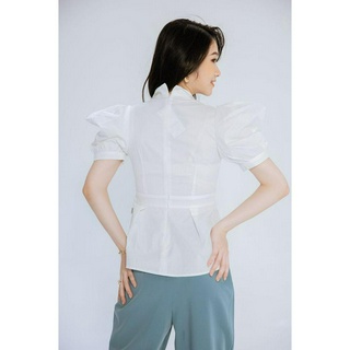 Áo peplum cổ V đắp tà