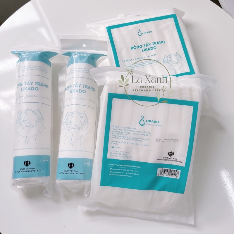 Bông tẩy trang cotton tự nhiên Likado vệ sinh cho mẹ và cho bé