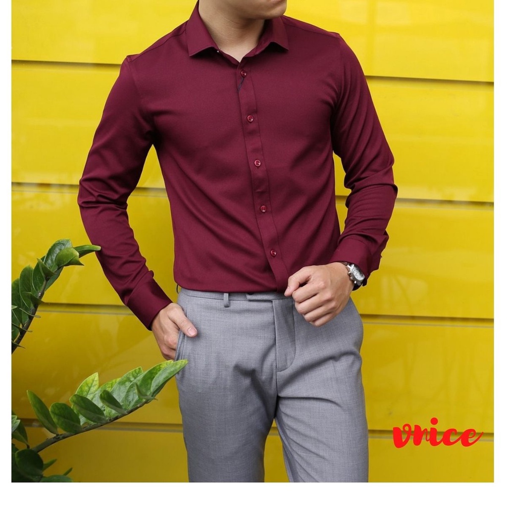 Áo Sơ Mi Nam Dài Tay Kiểu Dáng Hàn Quốc , Vải Lụa Thái Mềm Mịn ,chống Nhăn ,chống Xù Cao Cấp Vnicestore