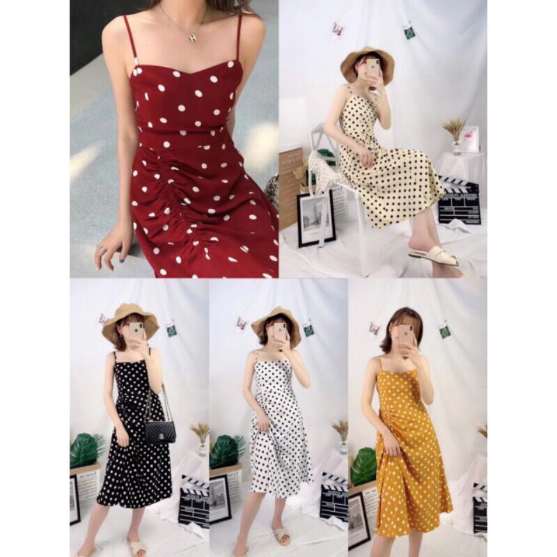 Váy Hai Dây Chấm Bi Quảng Châu