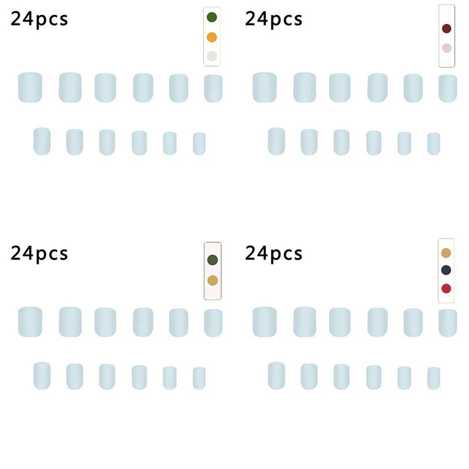 (Hàng Mới Về) Bộ 24 Móng Tay Giả Kiểu Pháp In Họa Tiết Dễ Thương Cho Nữ