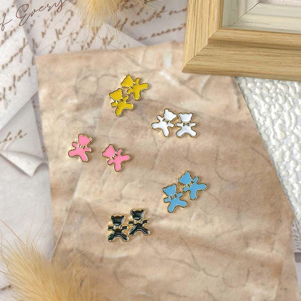 OCEANMAP Phụ Kiện Trang Trí Móng Tay Hình Nơ Gấu Dễ Thương DIY