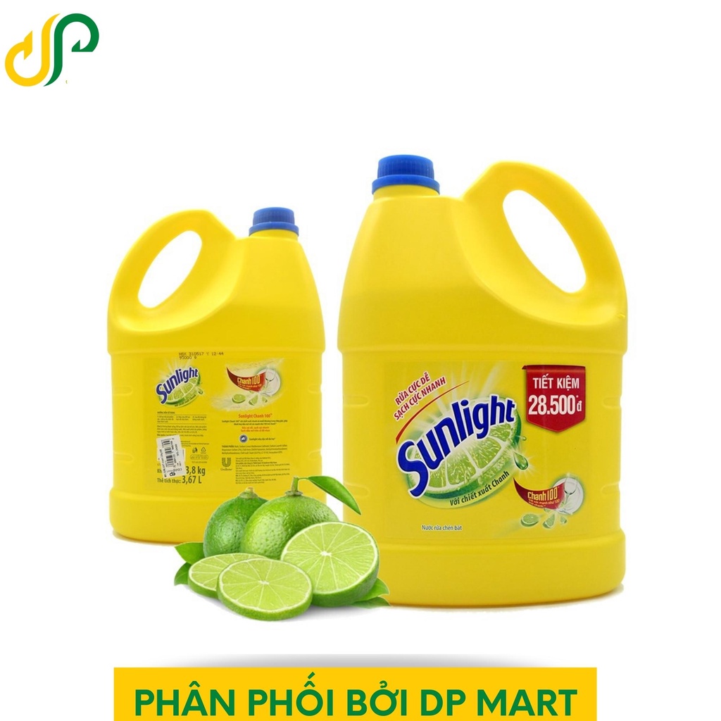 Nước rửa chén Sunlight chanh bình 3kg8