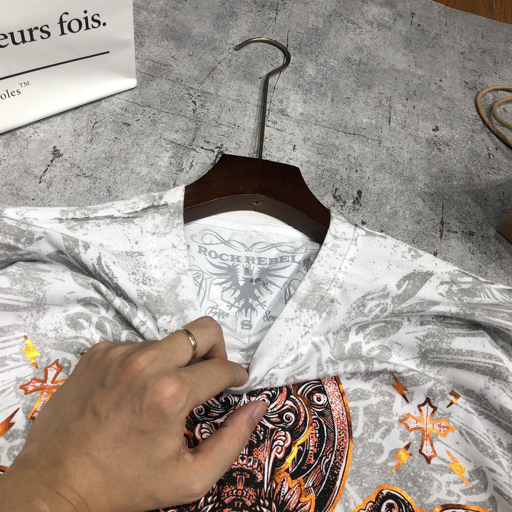 Áo phông nam áo thun bigsize họa tiết KONFLIC DOMINATION ED HARDY cao cấp AHM 55